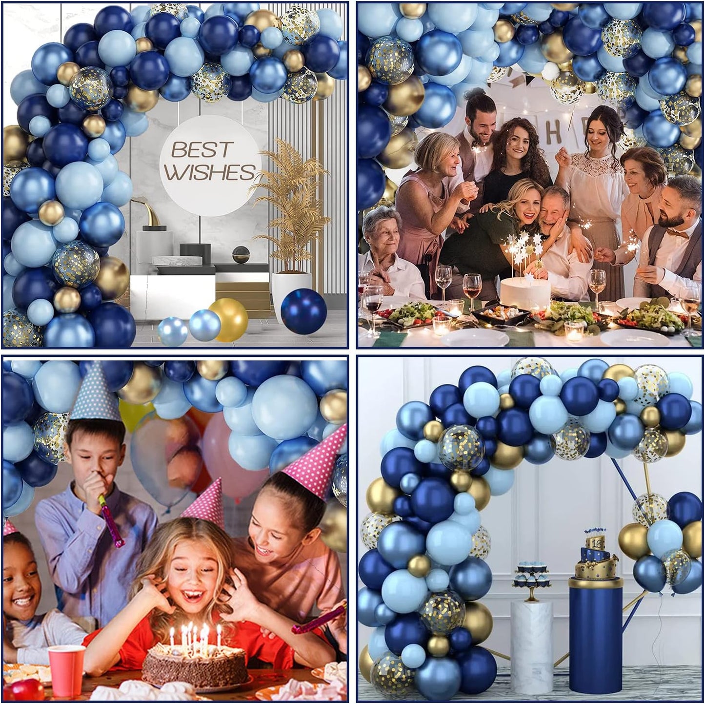 Blue & Gold Balloon Arch Kit (101 Pcs) | Navy Balloon Garland for Birthday, Wedding & Party Décor - Omrel