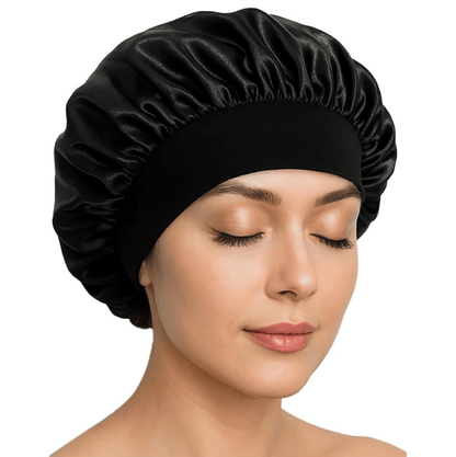 Black Satin Hair Bonnet for Sleeping | Silk Night Cap - Pack of 1 - Omrel