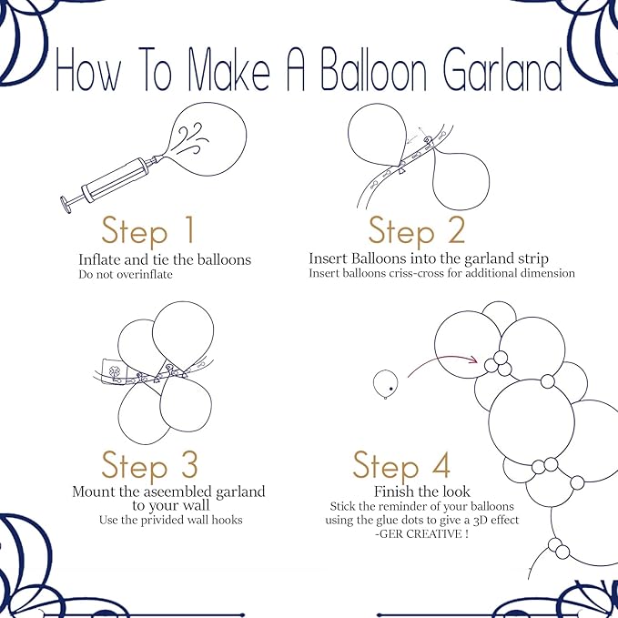 Blue & Gold Balloon Arch Kit (101 Pcs) | Navy Balloon Garland for Birthday, Wedding & Party Décor - Omrel