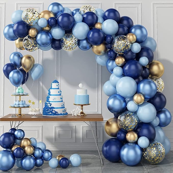 Blue & Gold Balloon Arch Kit (101 Pcs) | Navy Balloon Garland for Birthday, Wedding & Party Décor - Omrel