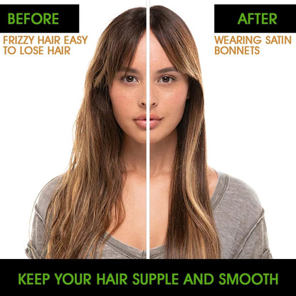 Golden Satin Hair Bonnet with Bow | Stylish Silk Night Cap - Omrel