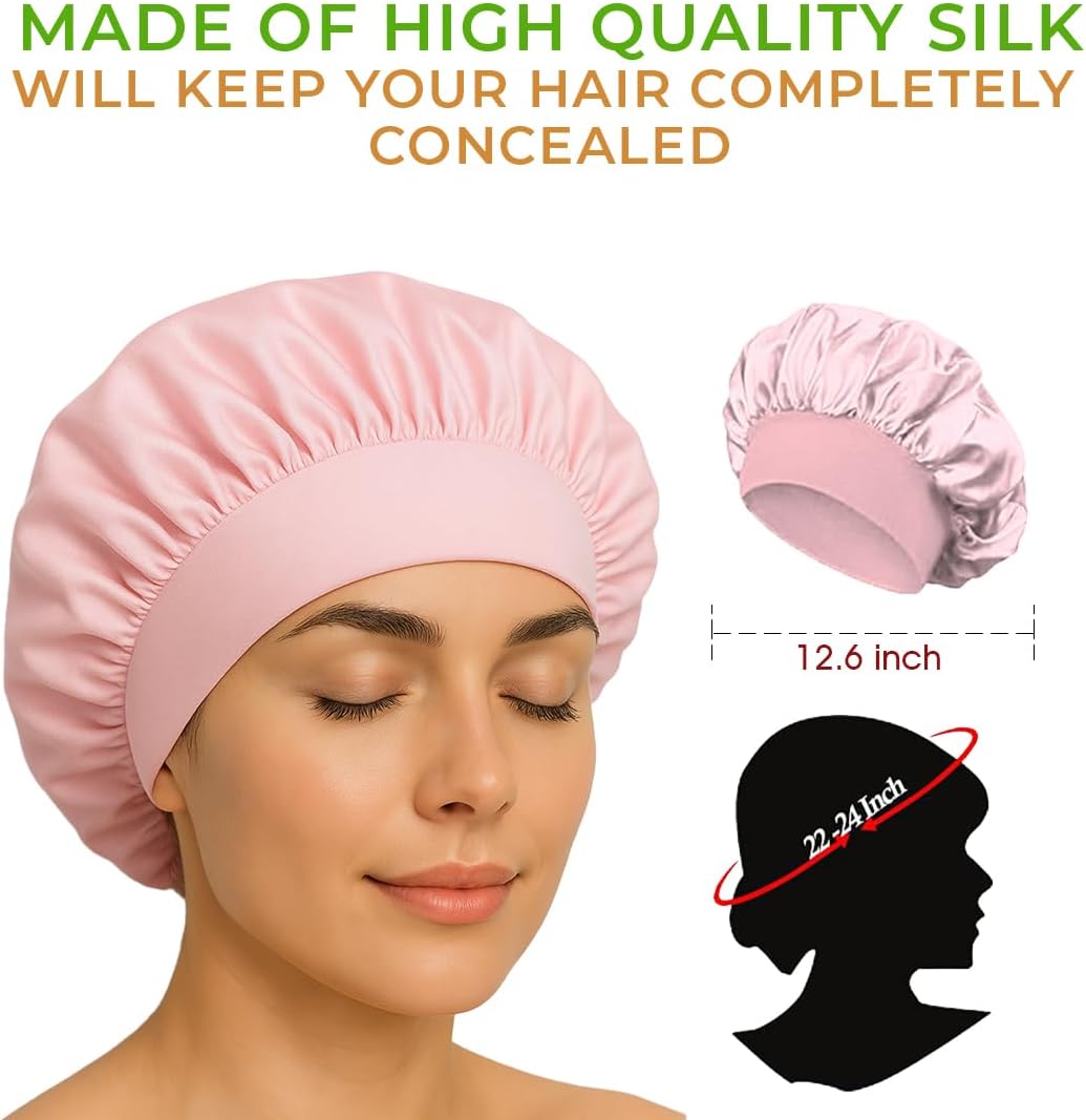 Pink Satin Hair Bonnet for Sleeping | Silk Night Cap - Pack of 1 - Omrel