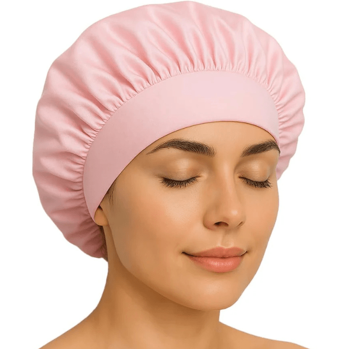 Pink Satin Hair Bonnet for Sleeping | Silk Night Cap - Pack of 1 - Omrel