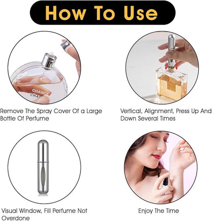 Refillable Perfume Atomiser Bottles 5 - Pack (Glossy) | 5ml Travel Size - Omrel