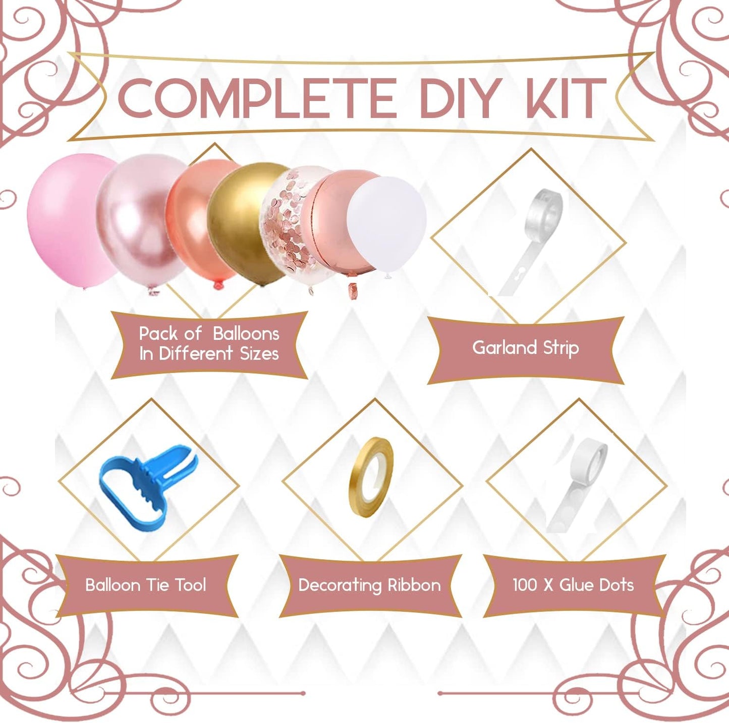 Rose Gold Balloon Arch Kit | Perfect For Birthdays, Weddings & Party Décor - Omrel