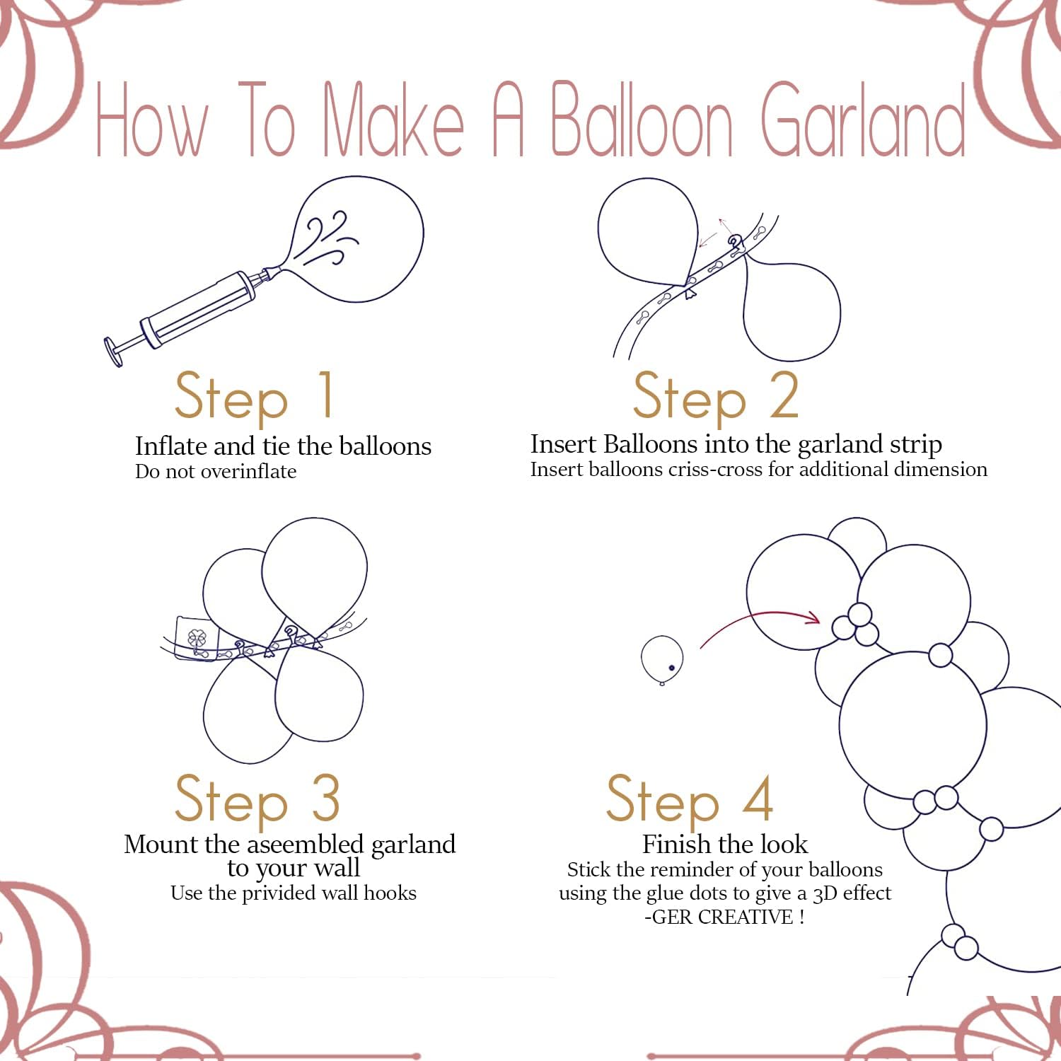 Rose Gold Balloon Arch Kit | Perfect For Birthdays, Weddings & Party Décor - Omrel