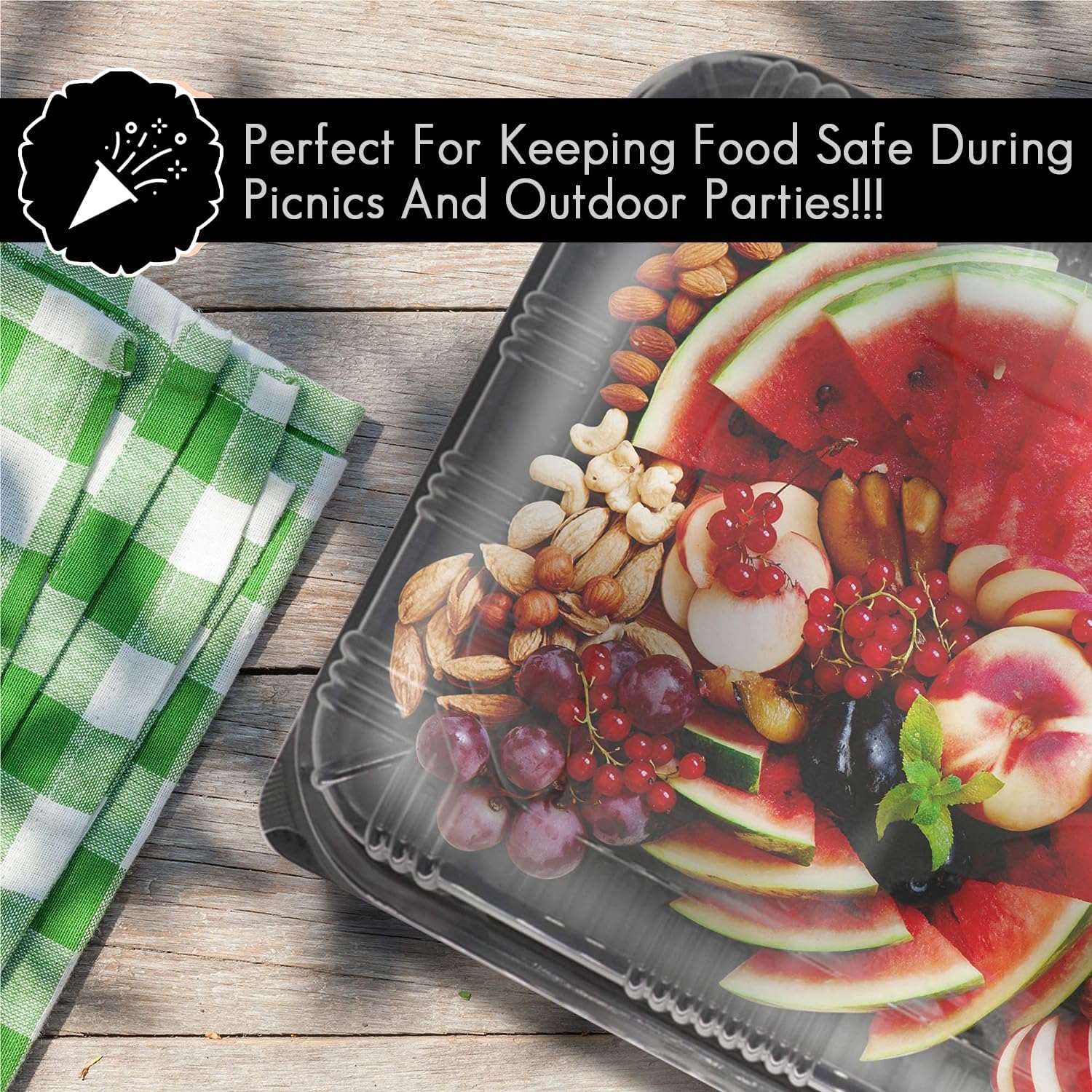 Sandwich Platter Trays | Reusable Food Platters With Lids | BPA - Free Plastic - Omrel