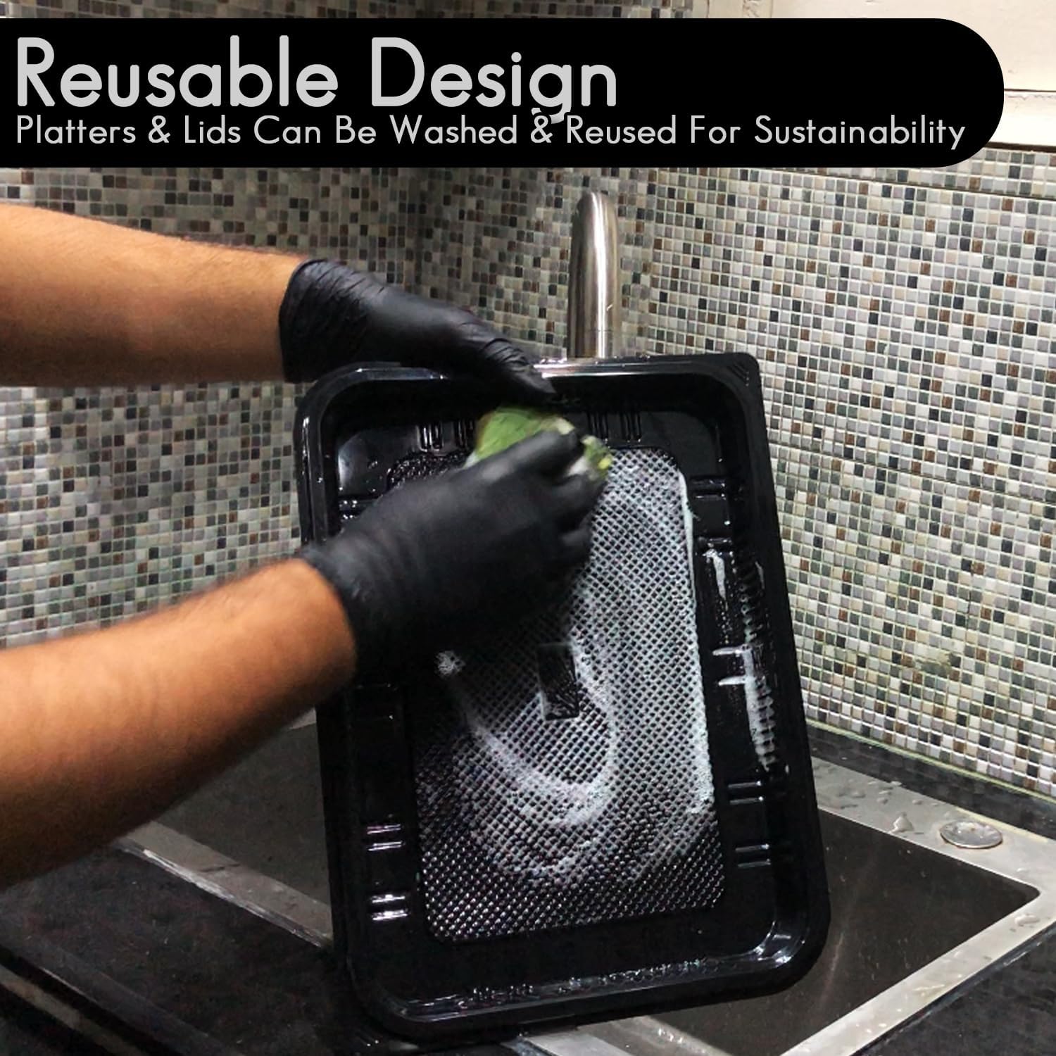 Sandwich Platter Trays | Reusable Food Platters With Lids | BPA - Free Plastic - Omrel