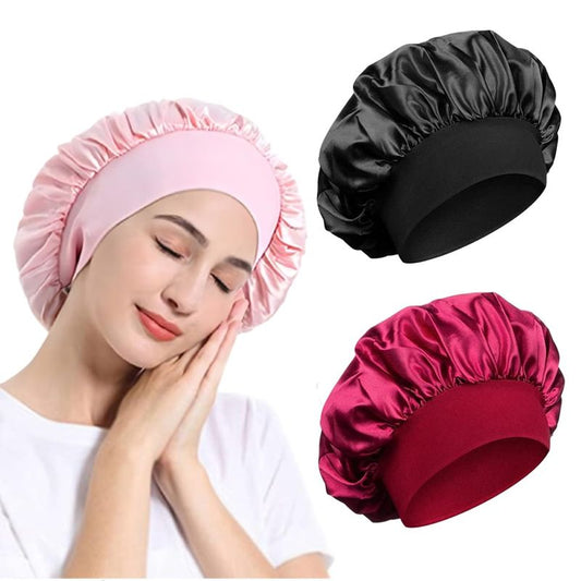 Satin Hair Bonnets | Experience Healthier, Shinier & Frizz - Free Hair | Pack of 3 Bundles - Omrel
