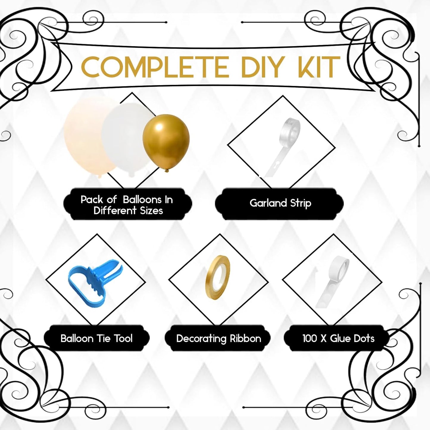 White & Gold Balloon Arch Kit | Perfect For Weddings, Birthdays & Baby Showers - Omrel