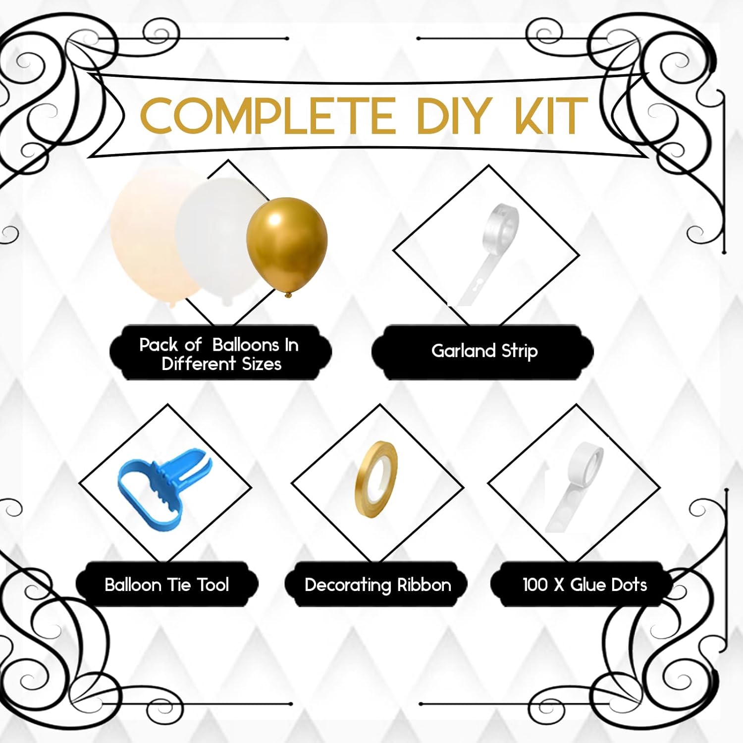 White & Gold Balloon Arch Kit | Perfect For Weddings, Birthdays & Baby Showers - Omrel