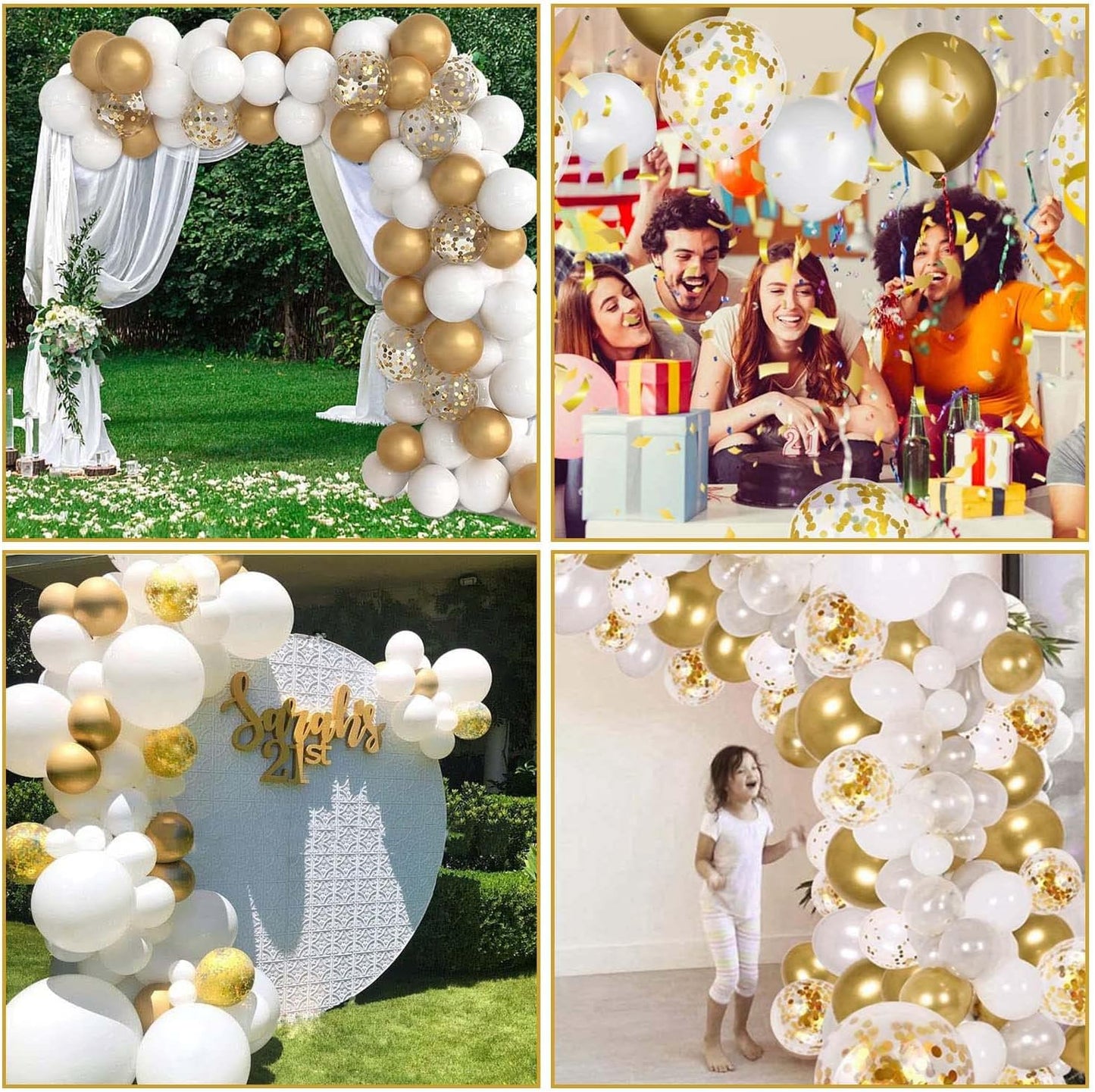White & Gold Balloon Arch Kit | Perfect For Weddings, Birthdays & Party Décor - Omrel