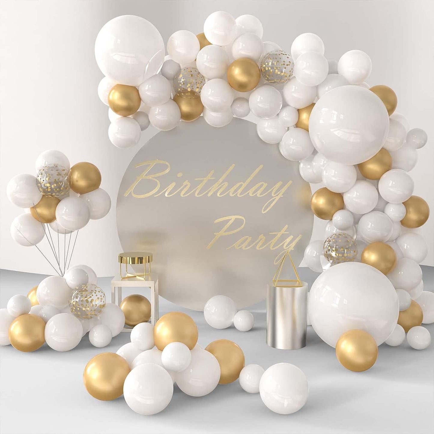 White & Gold Balloon Arch Kit | Perfect For Weddings, Birthdays & Party Décor - Omrel