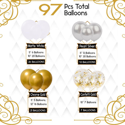 White & Gold Balloon Arch Kit | Perfect For Weddings, Birthdays & Party Décor - Omrel