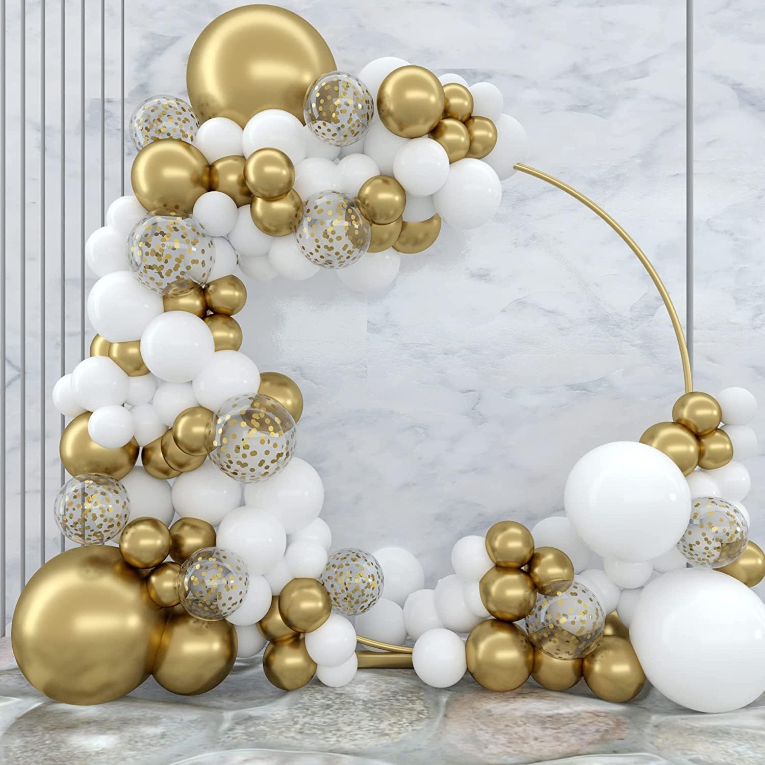 White & Gold Balloon Arch Kit | Perfect For Weddings, Birthdays & Party Décor - Omrel