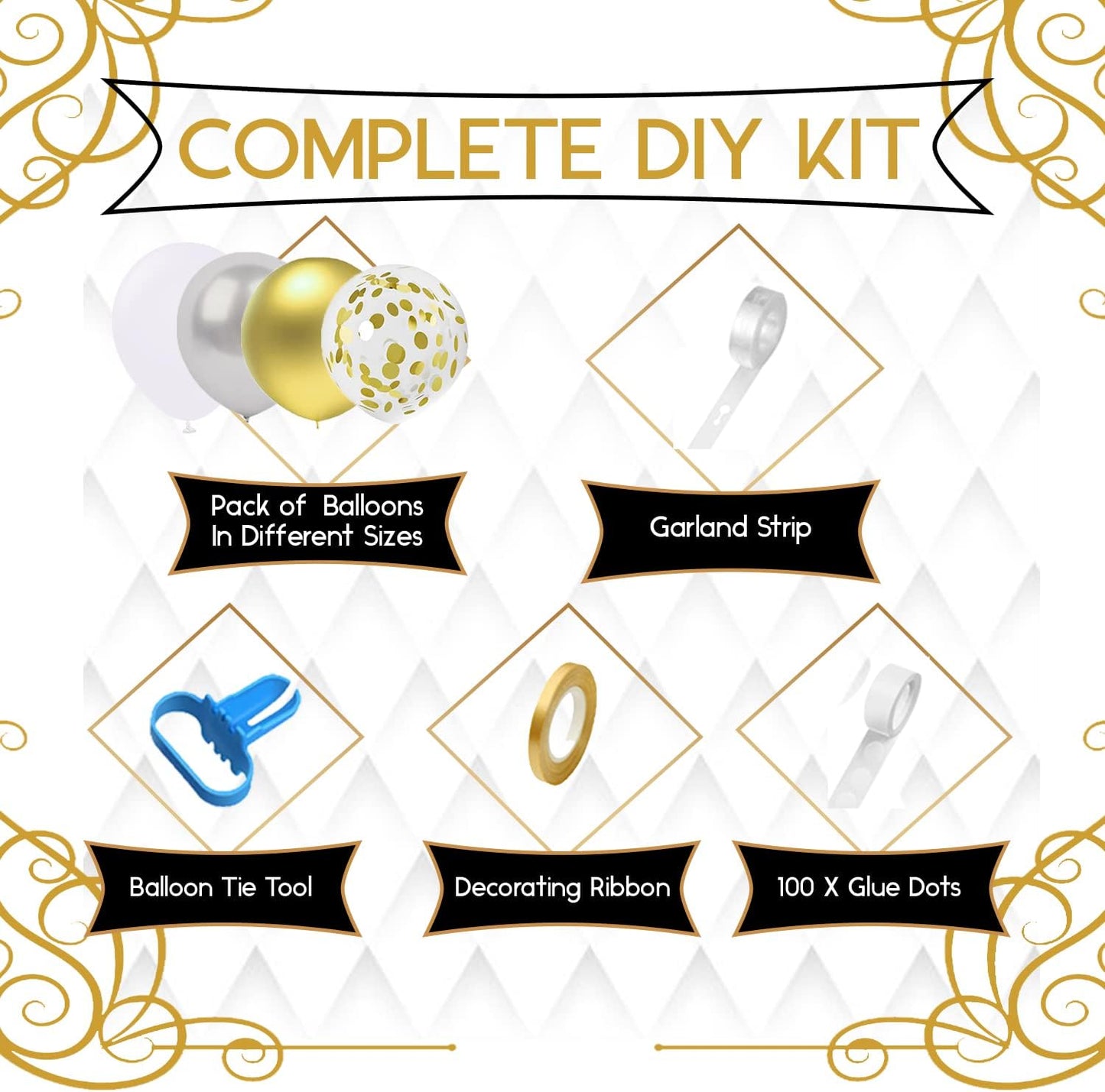 White & Gold Balloon Arch Kit | Perfect For Weddings, Birthdays & Party Décor - Omrel