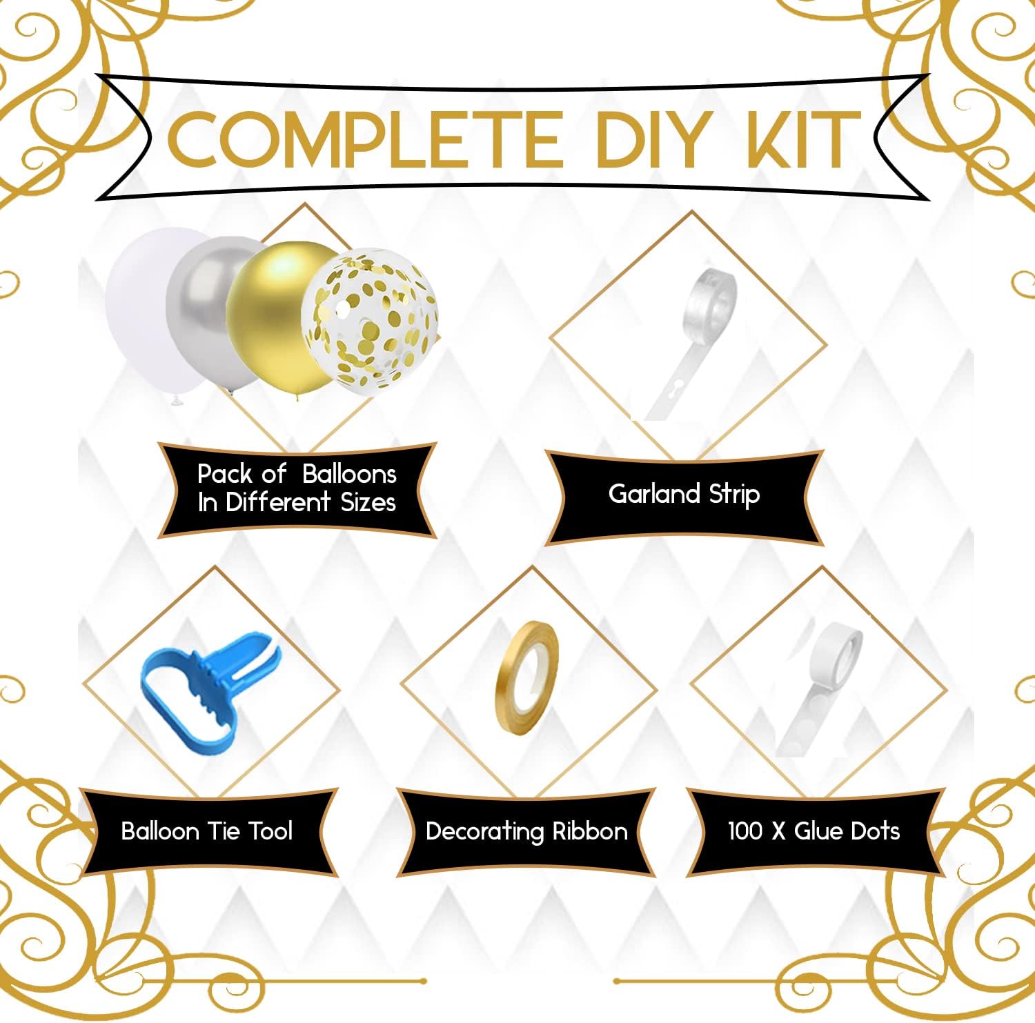 White & Gold Balloon Arch Kit | Perfect For Weddings, Birthdays & Party Décor - Omrel